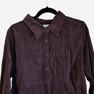 Vintage Roamans Corduroy Button Down Shirt Size 22W Brown/purple Hue